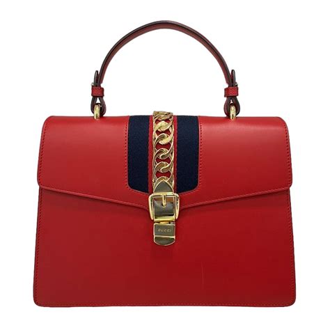 Gucci Sylvie Media Borsa a Tracolla pelle Rossa 